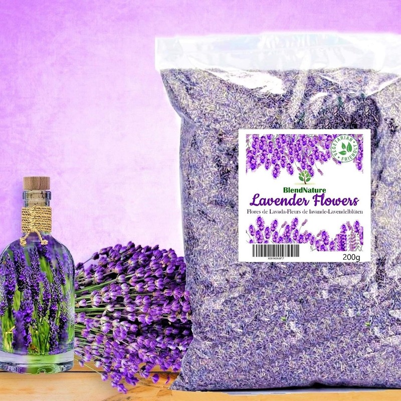 BlendNature Natural Dried Lavender Flowers 200g - Aromatherapy Potpourri Sachet