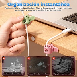 30pcs Organizador de Cables de Datos,Cord Cable Organizer，Bridas de Silicona Multifuncionales，2026 Bridas de Silicona Versión Mejorada,Ldeal para Fijar y Organizar Cables en Hogar, Oficina y Viajes