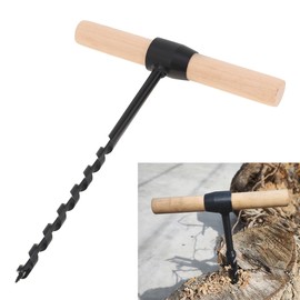 Omninmo Hand Auger Wood Drill, Bushcraft Gear Hand Auger Wrench, Scotch Eye Multipurpose Manual Survival Drill Bit Woodworking Hole Saw Bit for Outdoor, Camping with Wooden Stick Hand Auger (10-230mm)
