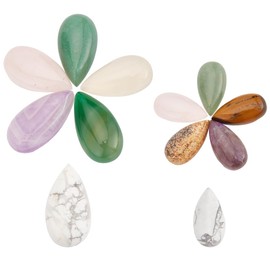 PH PandaHall 12pcs Gemstone Cabochons, 12 Styles Teardrop Natural Stone Agate Amethyst Cabochons Flatback Cabochons Crystal Stone for Bracelet Necklace Earring Pendant Jewelry DIY Craft Making