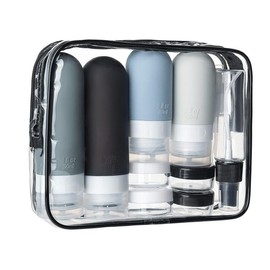 Triko Juego de 16 Botellas de Viaje, Recipientes Rellenables y Exprimibles de Silicona a Prueba de Fugas para Artículos de Tocador, Acondicionador, Champú, Loción (Colores neutros)