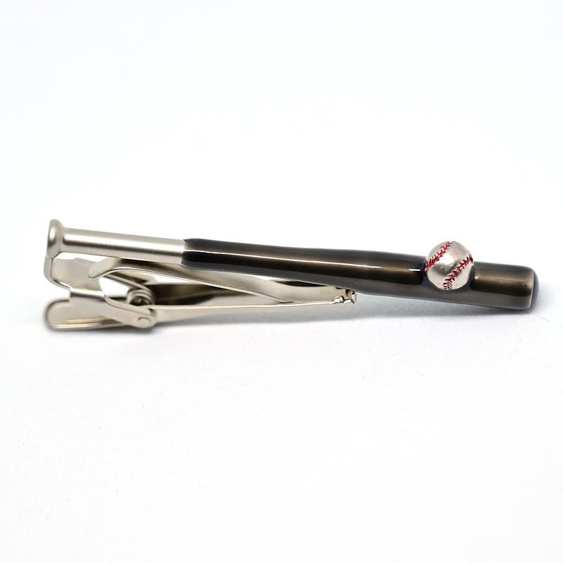 Swank T0140 Baseball Bat Tie Bar (Black with Ball), Brass,