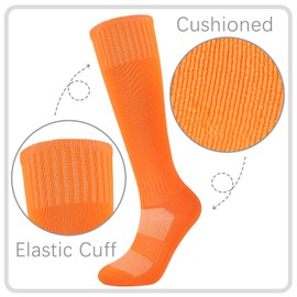 Kids Soccer Socks Boys Football Socks 6 Pairs Breathable Girls Knee High Socks Baseball Softball Sports Men Women Youth (Mixed Colors, 14 Years and up)