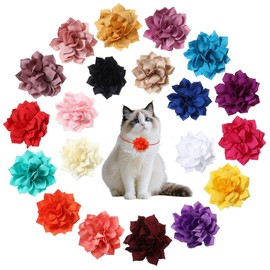 20 Pieces Pet Flower Collar Bow Dog Collar Dog Flower Accessory Multi Color Soft Chiffon Bow Tie Charms for Puppy Grooming Accessories