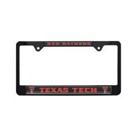 Black Metal License Plate Frame - Second Generation - Mascot Version (Texas Tech)