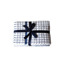 QUALITY HOME TEXTILES 100% Cotton Super Soft Terry Towelling Tea Towels with Hanging Loop | Pack of 3| Kitchen Hand Towels Dish Cloth Super Absorbent Soft Touch | Gift Packed Tea Towels (Blue)
