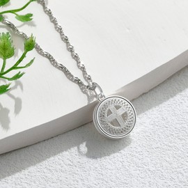 925 Sterling Silver Filigree Cross Necklace for Women, Orthodox Cross Necklace for Girls, Christian Necklace for Women, 3D Cross Necklace Locket Cross Necklace, Faith Necklace for Women by ALiLuYa