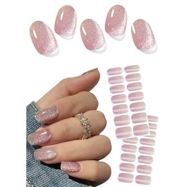 UV Nagelfolien Selbstklebend, 30pcs Pink Cat Eye Gel Nagelfolie für Nagel DIY zu Hause