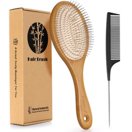 Detangling Hair Brush, Wet Dry Brush for Curly Thick Hair with Air Cusion Paddle & Stainless Steel Bristles, Brush Comb for Head Massage/Scalp Stimulation/Hair Growth/Daily Hair Care (Oval)
