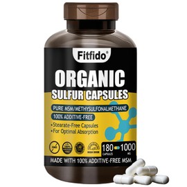 Fitfido MSM Capsules 1000mg - Organic Sulfur Supplement for Joint Health, Functional Wellness, Hair, Skin & Nails, Non-GMO, Gluten Free, 180 Capsules