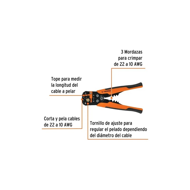 Pinza Pelacables De 8 Automatica Truper 17360 22 A 10