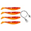 PetrisCatch Firetiger Red Rubber Fish Set + 4 Steel Leaders,