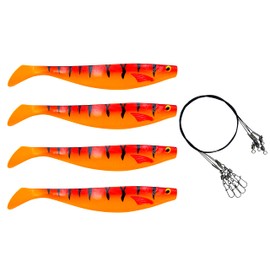 PetrisCatch Firetiger Red Rubber Fish Set + 4 Steel Leaders, 15 cm, UV Active