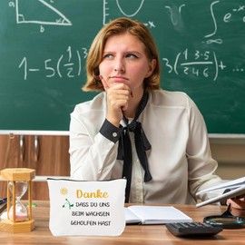 Thank You Teacher Gift, Farewell Women's Day, Best Thank You Graduation, Small, Christmas, Primary School Gift Ideas for Teacher, Midwife, Colleague, Childminder, Cosmetic Bag, White, Danke DASS DU