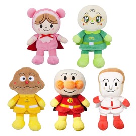 Anpanman Pretty Beans S Plus 5 Plush Toy Set, Anpanman Shokupanman, Curry Panman, Melon Panna, Baby
