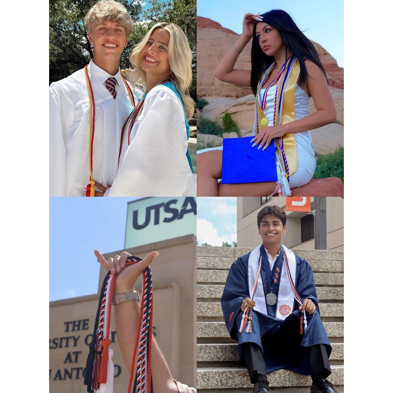 UIALECG Graduation Honor Cords, 68" Long (Light Purple with White)