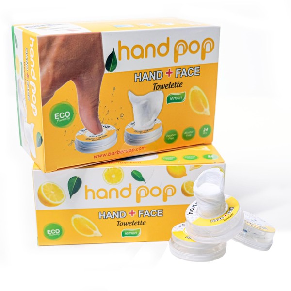 Hand Pop Lemon Scented Wipes - 24 Pack of Travel