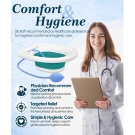 xemieau Sitz Bath, Sitz Bath for Toilet Seat, Postpartum and Hemorrhoids Care - Foldable Basin for Soak - Yoni Steaming Bowl - Unisex and BPA Free