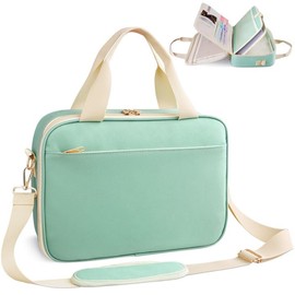 Bible Cover Case for Women Girls, Large Light Green Bible Bag with Detachable Bible Holder Pen Slot Shoulder Strap, Canvas Church Tote Bag for Standard Size Bibles, Ideal Gift Christians Book Lovers