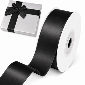 Decoraparty Nastro Nero 25 mm in Raso da 25 Metri, Nastrino Satinato Spessore 2,5 cm per Natale, Capodanno, Celebrazione, Pacchetti Regalo, Fai da Te, Decorazioni