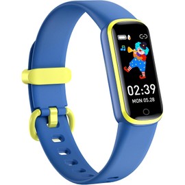 ZONEY Kids Fitness Tracker, Activity Tracker with HR Sleep Monitor,11 Sport Modes Kids Smart Watch with Alarm Clock and Reminder, Step Calories Counter, IP68 Waterproof (Blue with Yellow)
