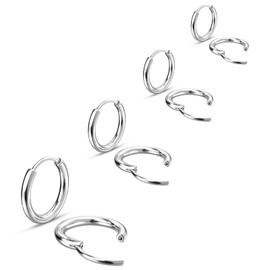 316L Surgical Stainless Steel Small Hoop Earrings Huggie Hoop Earrings Hypoallergenic Tragus Sleeper Helix Lobes Hinged Sleeper Earrings for Women and Men, Stainless Steel, No Gemstone