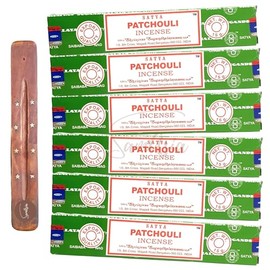 Satya Nag Champa Patchouli Incense Sticks | x6 pack | with SAMASIA incense sticks holder | Used for Aromatherapy, Spa, Yoga, Weddings, Meditation, Healing, Positivity and Relaxation