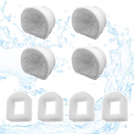 8 Pack Pet Fountain Filter Replacement,4 Carbon Filters and 4 Foam Pre-Filter Replacement Compatible with Multiple Pet Water Dispensers Water Bowl