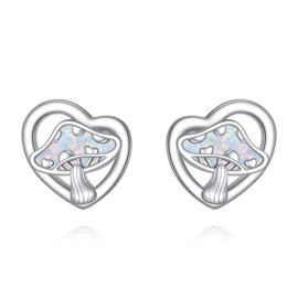 Opal Pilz Ohrringe 925 Sterling Silber Pilz Ohrstecker Opal Schmuck Gebuststag Geschenk für Frauen Mädchen Kinder