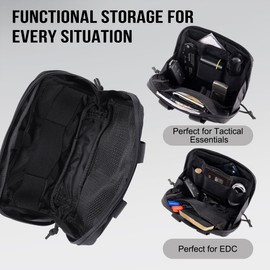 OneTigris MOLLE Pouch, Tactical Admin Pouch Belt EDC Tool Organizer Zippered Utility Waist Pack 7.5"x5"x2"