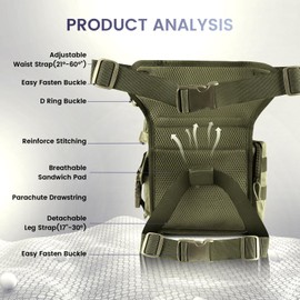 Metal Detecting Bag, Metal Detecting Waist Bag, Drop Leg Bag, Waterproof Metal Detector Tool Bag, for Outdoor Metal Detector Accessory (Green)