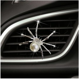 Silver Bling Spider Car Air Fresheners Vent Clips,Cute Lovely Spider Car Air Vent Clips Funny Diamond Car Diffuser Vent Clip Car Decoration Car Interior Decor Car Accessories,Interior Accessories