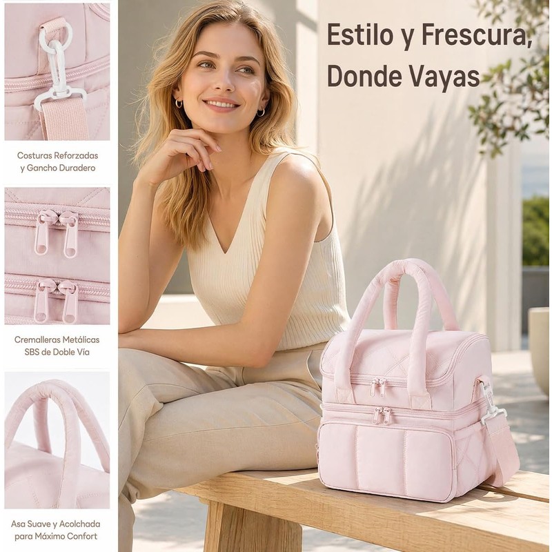Lonchera Térmica para Mujer 11.8L, Bolsa del Almuerzo Doble Capa