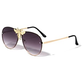 Dweebzilla 3D Killer Bee Luxury Hip Hop Pilot Aviator Sunglasses Floating Lenses (Gold & Black Frame, Black Gradient Lenses) AV-1709 One Size Fits Most