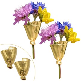 2 Packs Wearable Flower Bouquet Clip - Fashion Brooches for DIY Bouquets, Wedding Corsages | Reusable Metal Lapel Pins for Women Men | for Weddings, Parties, and Formal Events (Gold)