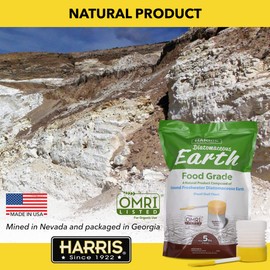 Harris Diatomaceous Earth Food Grade, 5lb with Powder Duster Included in The Bag, OMRI Listed Approved for Organic Use