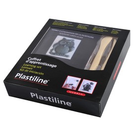 Jacques Herbin 8750T - Plastiline learning set - 350g medium plate - Plexi - Iron wire - 2 tools - Model sheets - Instructions (French-English) - Gray color - Made in France