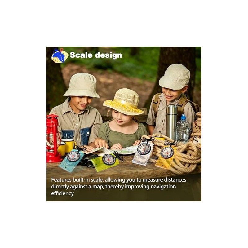 Outdoor Compass with Adjustable Declination, Magnifier, Ruler, Scale, Multifunctional Kids
