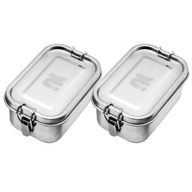 nicelock Small Food Storage Container Stainless Steel Lunch Snack Boxes Food Prep Containers with Lids Airtight Freezer & Dishwasher Safe | 400 ml | BPA-Free Plastic-Free | 2 Count