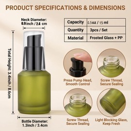 3Pcs 0.5oz/15ml Glass Lotion Pump Bottles Travel Size