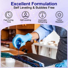 JANCHUN Crystal Clear Epoxy Resin Kit 32OZ, Bubble-Free, Anti-Yellowing, Self Leveling Easy Mix 1:1 Coating and Casting Resin for Table Top, Molds, Tumbler Crafts, Painting, Jewelry, DIY Gifts