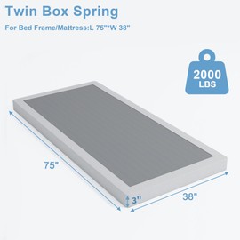 HOBINCHE Low Profile Box Spring Twin,3 Inch Box Spring for Twin Size Bed,Heavy Duty Bed Base,Metal Mattress Foundation,Easy Assembly/Noise Free/Non Slip