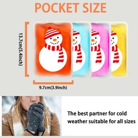 Large Hand Warmers Click, Reusable Snap Heat Pack, Hand Warmers Boil Click Heat Pocket Hand Warmer, Pouch Gel Hand Warmers Long Lasting Warmth (White Snowman （4 Pack）, Large)