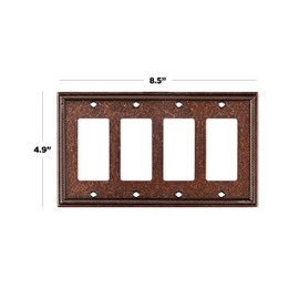 Pack of 2 Wall Plate Outlet Switch Covers by SleekLighting | Decorative Zinc Cast Sponged Copper| Variety of Styles: Rocker/Receptacle/Toggle / & Combo | Size: 4 Decorator