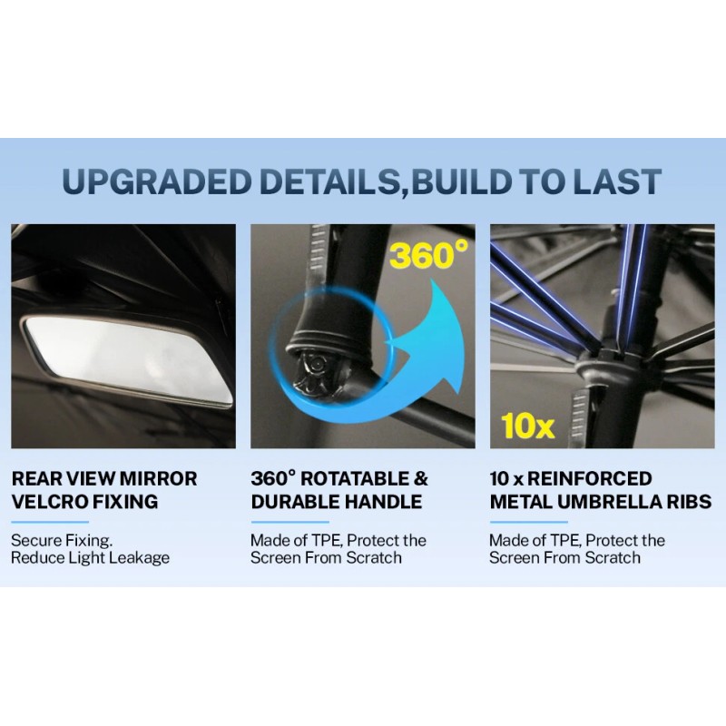 AUTOXBERT 3xWindshield Sun Shade Foldable Car Umbrella Front Side Window