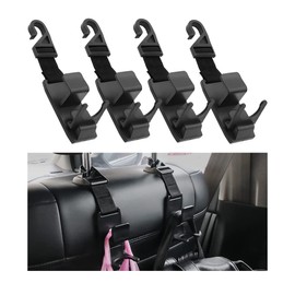 JNNJ Pack of 4 Car Back Seat Headrest Hanger Holder Hooks, 360° Rotation Car Seat Hook, Car Back Seat Headrest Holder Universal Vehicle Interior Accessories