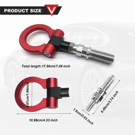 HEVLE Racing Towing Car Tow Hook, Car Front Bumper Tow Hook, Metal Universal Screw-on Tow Hooks, Repair Accessories Heavy Duty Trailer Ring Fit Cars SUVs Trucks