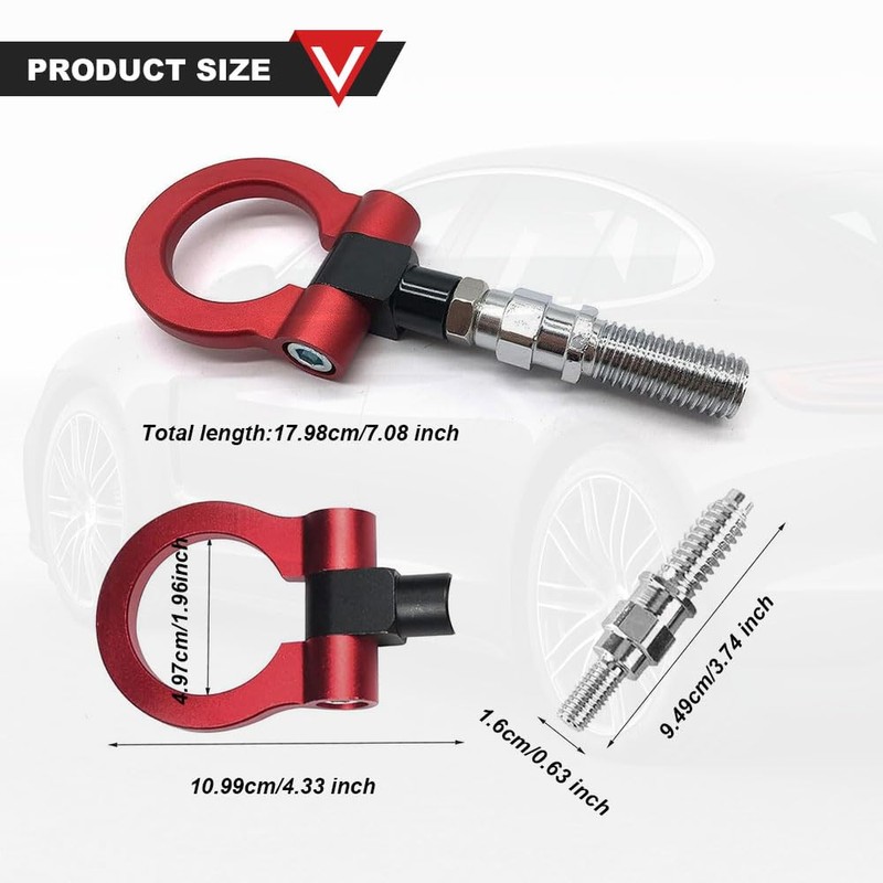 HEVLE Racing Towing Car Tow Hook, Car Front Bumper Tow