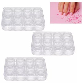 DANYBELLA MODA Y BELLEZA 3 Pack De 12 Frascos Para Decoración De Uñas Con Estuche