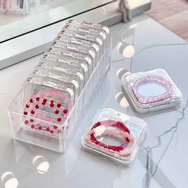 12 Pcs Plastic Storage Cases with Large Case Holder, Small Clear Bead Storage Boxes Organizers Jewelry Containers for Rhinestones, Glitters, Sequins, DIY Art Crafts, Nails, and Other Small Items